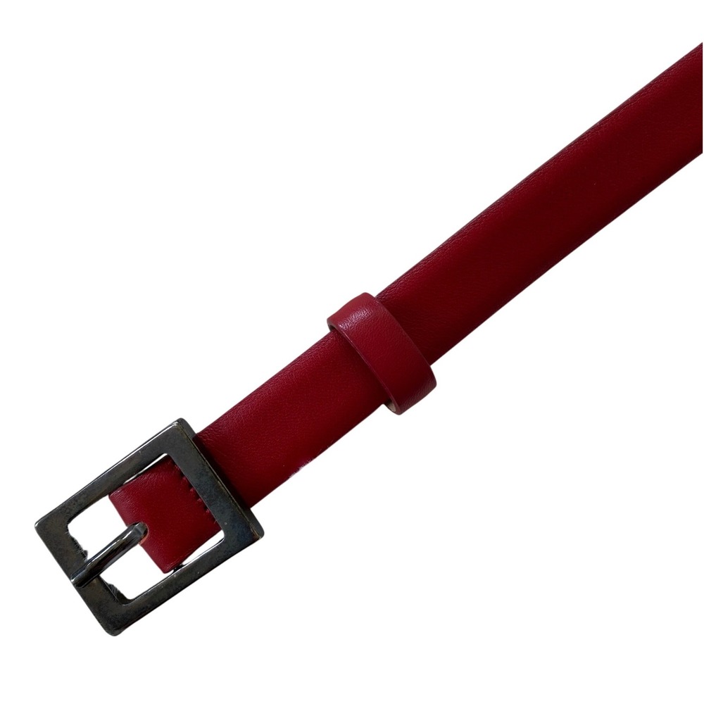 Tanner Leather Belt Women Small Red Italian Genuine Leather Skinny Waist Belt